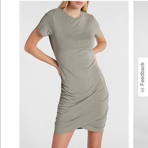 EXPRESS Silky Sueded Jersey Ruched T-Shirt Dress